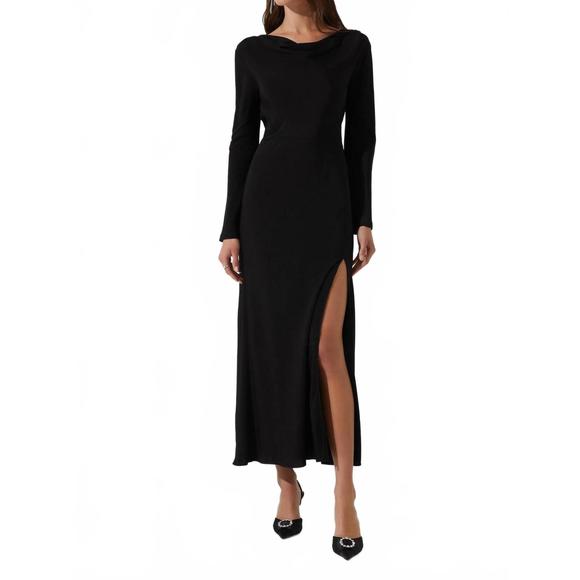 NEW ASTR decima cowl neck maxi dress in black - Picture 3 of 6